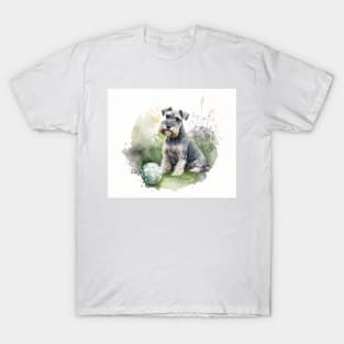 Miniature Schnauzer Watercolour Painting T-Shirt